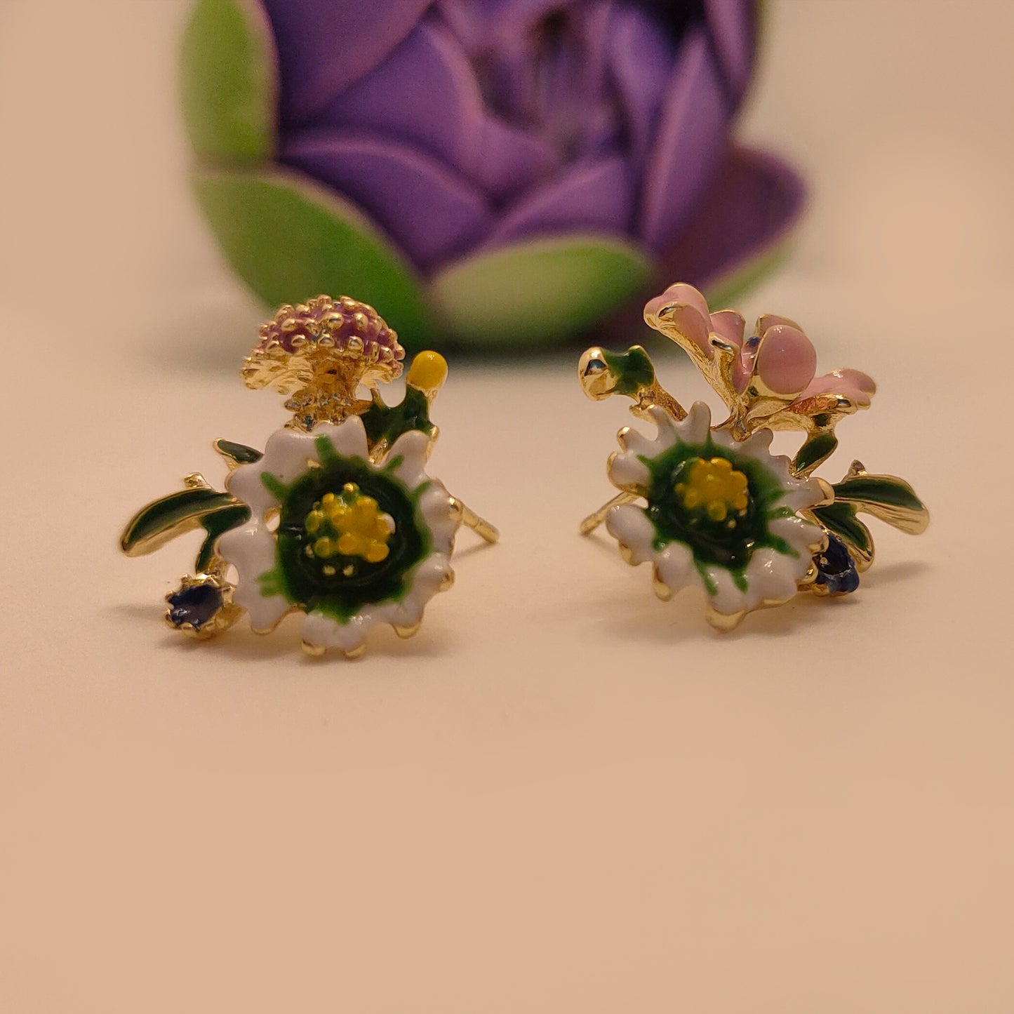 Flowers Bouquet Enamel Earring