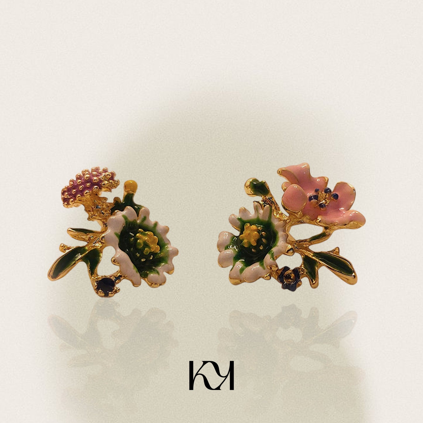 Flowers Bouquet Enamel Earring