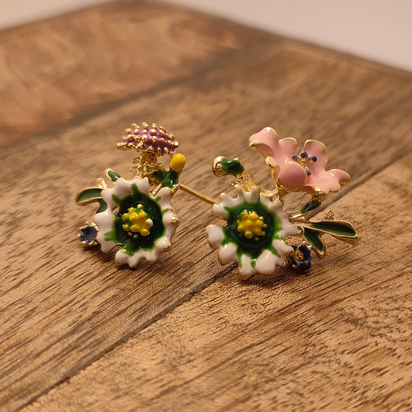 Flowers Bouquet Enamel Earring